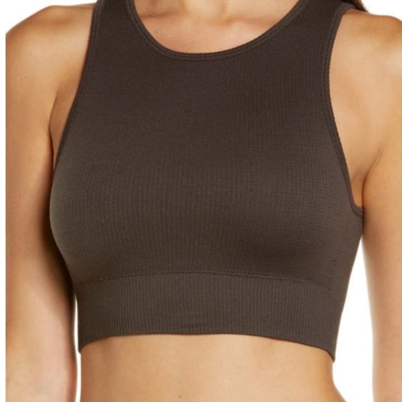 SKIMS Tops - SKIMS Stretch Rib High Neck Bra Women’s Size S/M Brown